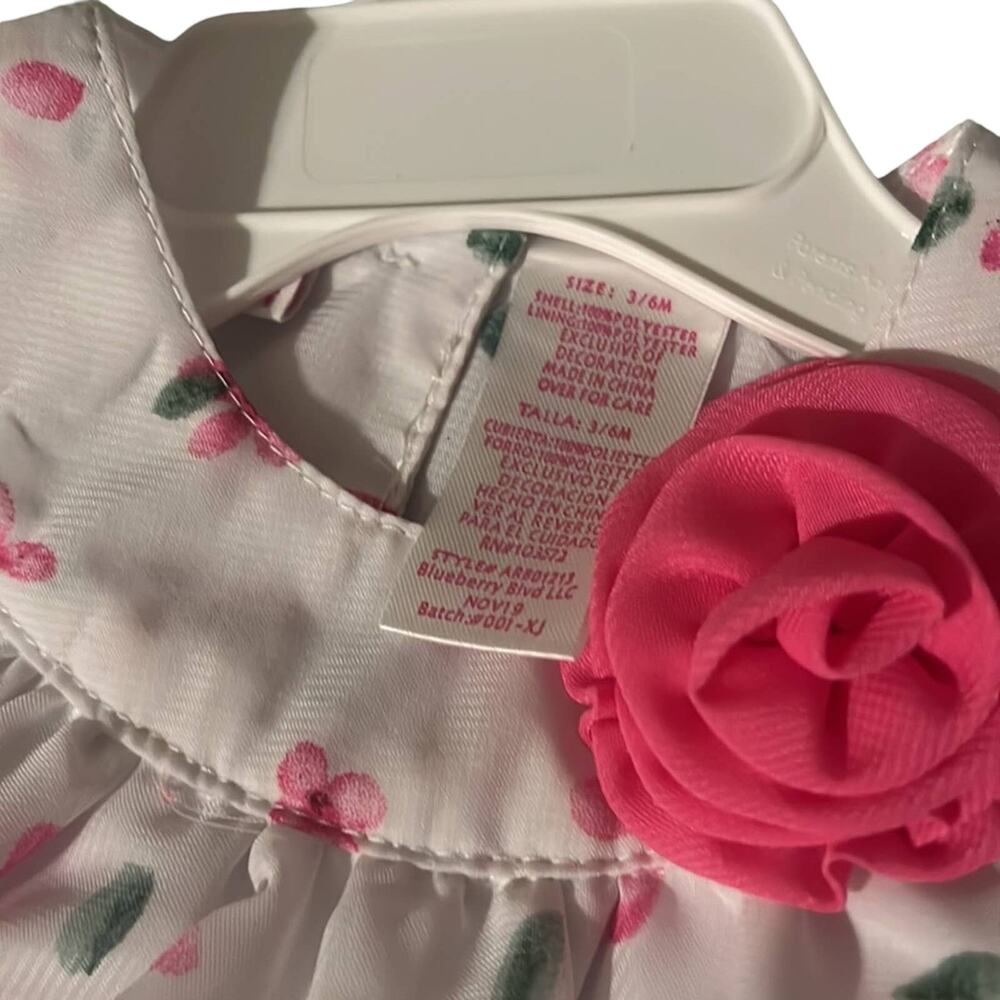 NWT Easter Floral Beautiful quality pink & white floral baby dress! Size 3-6m - Picture 4 of 6